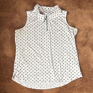 Belyn Key White and Ink Polka Dot Sleeveless Blouse